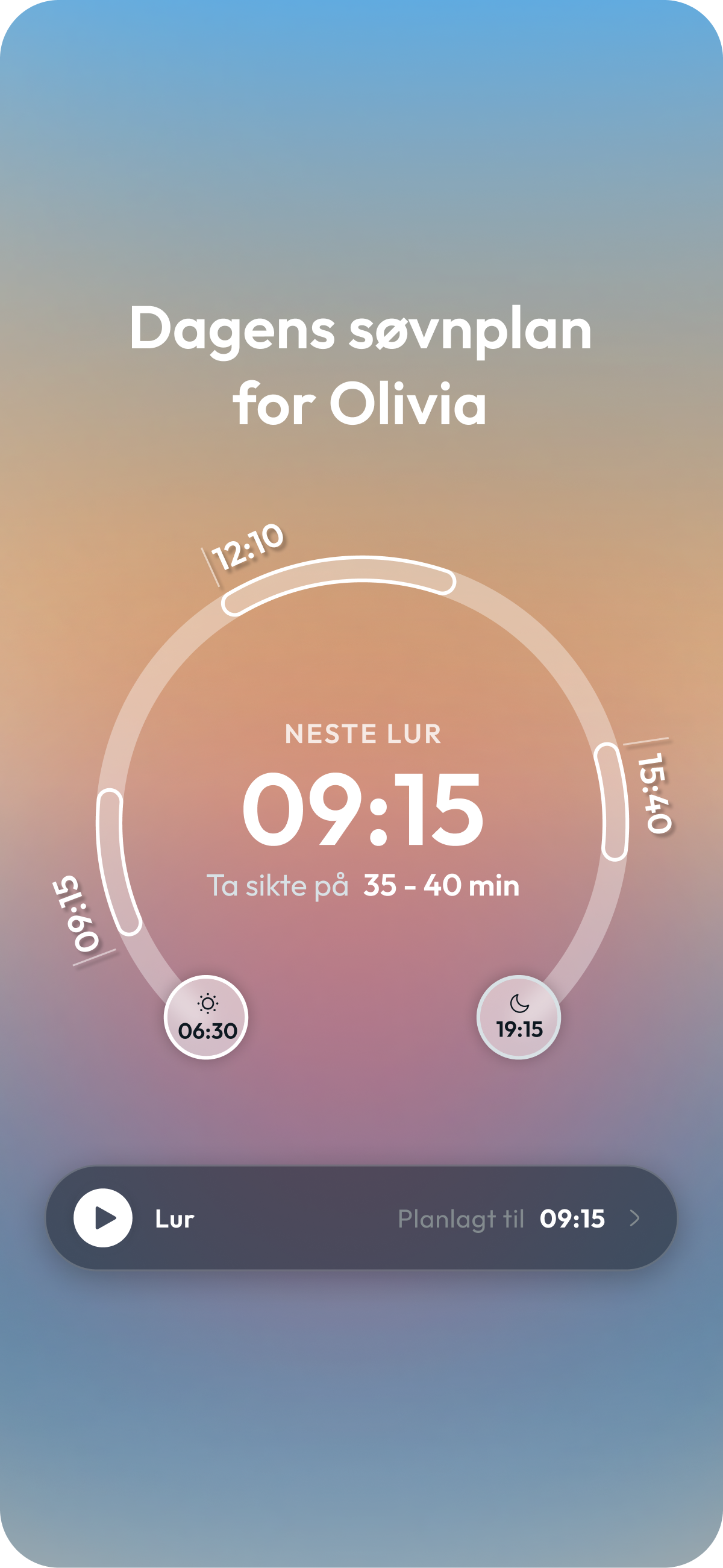 BabyNaps søvnplan for dagen